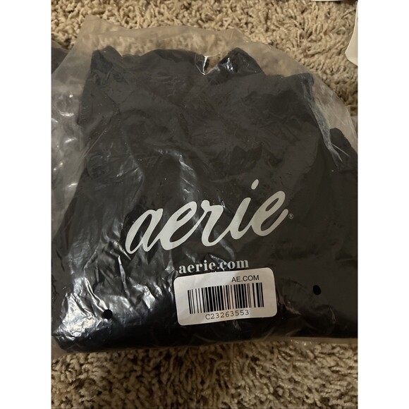 NWT Aerie High Waisted Foldover Bikini Bottom - Black, Size M - Picture 4 of 5